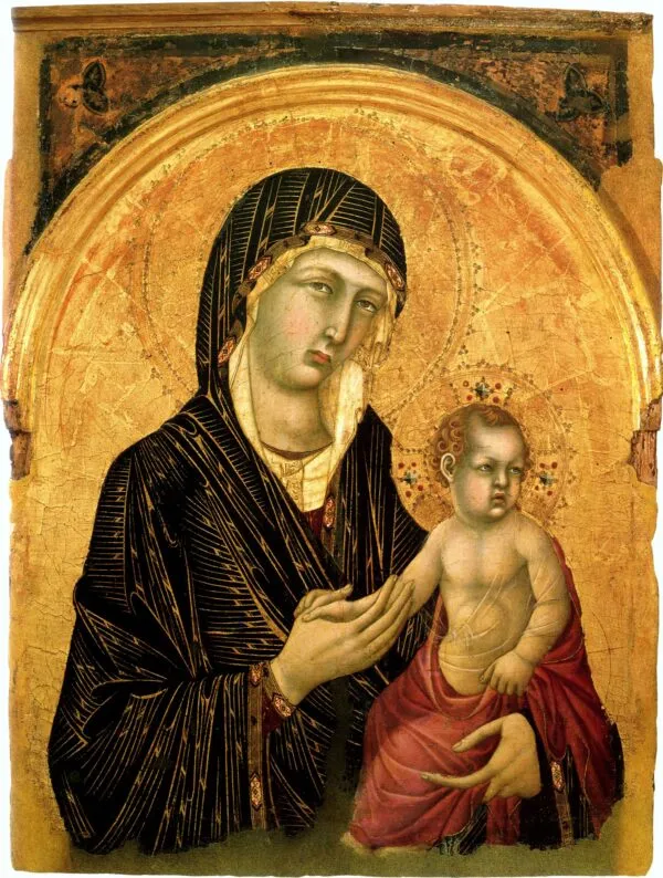 Madonna and Child n. 583 (1305) by Simone Martini — original painting reproduced as a hand-painted oil on canvas