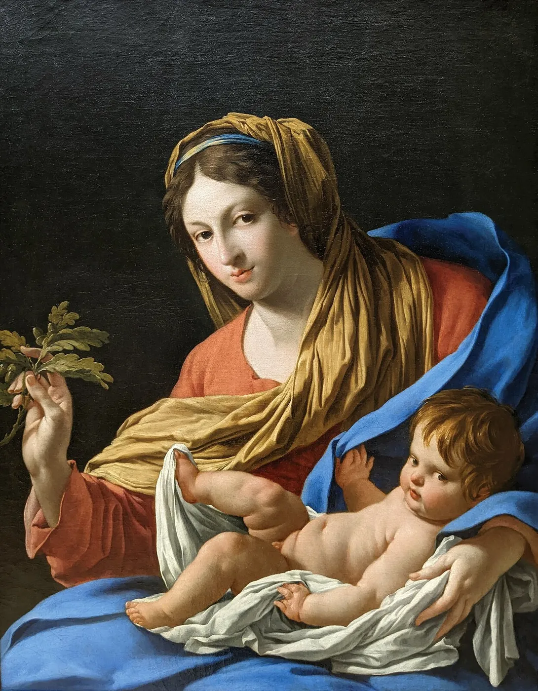 Madonna and child (1640) by Simon Vouet — original painting reproduced as a hand-painted oil on canvas