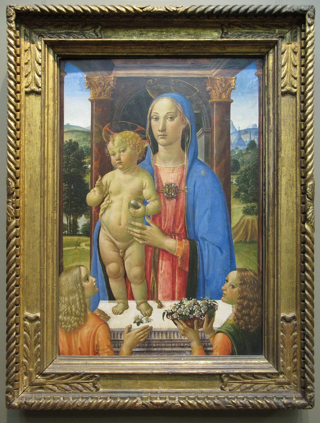 Madonna and Child with Angels (1483) by Cosimo Rosselli — original painting reproduced as a hand-painted oil on canvas
