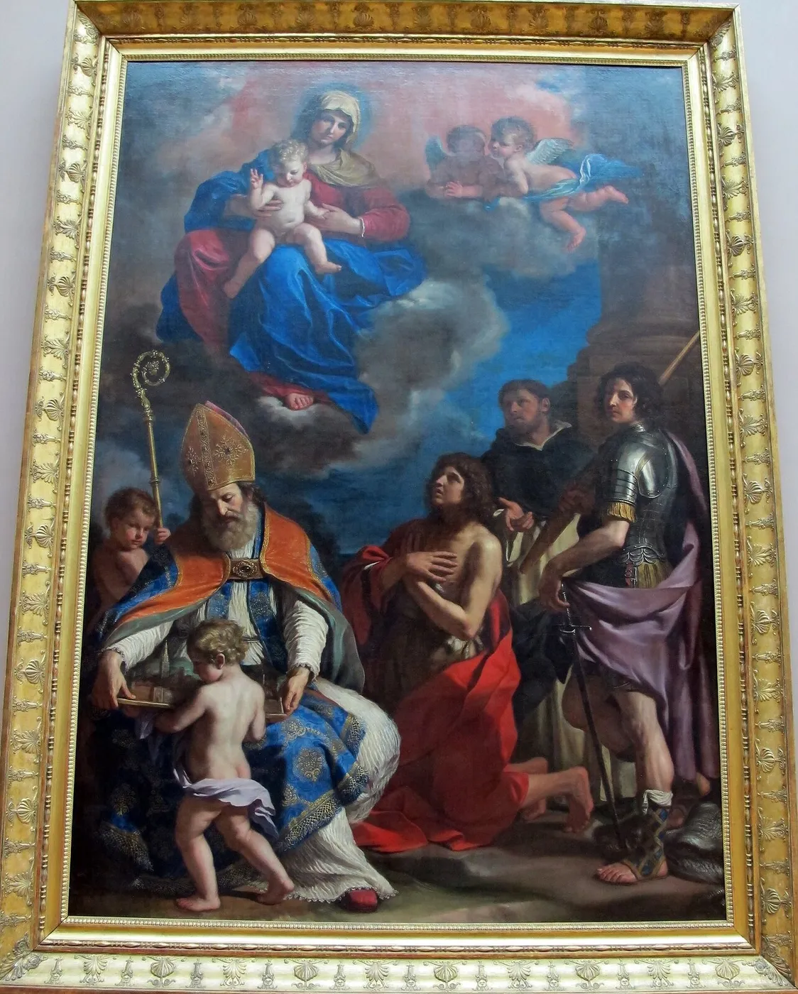 Madonna and Child with Four Saints (1651) by Guercino — original painting reproduced as a hand-painted oil on canvas