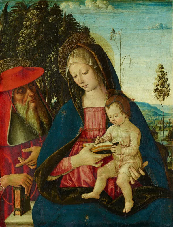Madonna and Child with Saint Jerome (1480) by Pinturicchio — original painting reproduced as a hand-painted oil on canvas