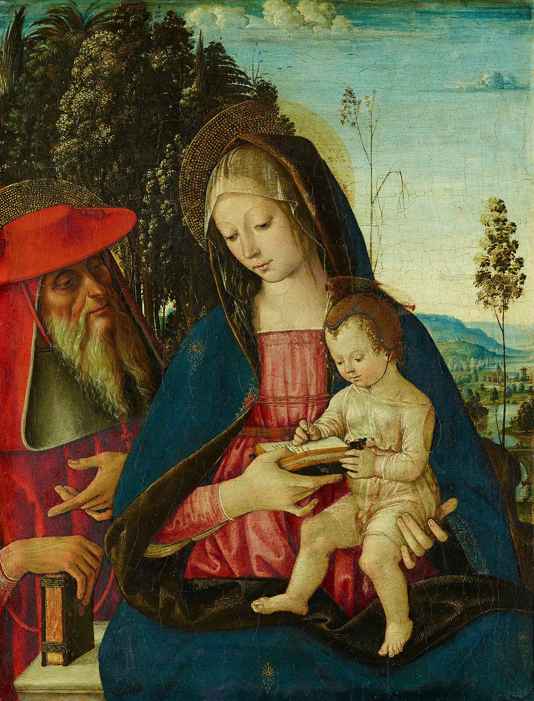 Madonna and Child with Saint Jerome (1480) by Pinturicchio — original painting reproduced as a hand-painted oil on canvas