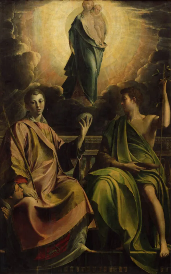 Madonna and child with Saints Stephen and John the Baptist (1539) by Parmigianino — original painting reproduced as a hand-painted oil on canvas
