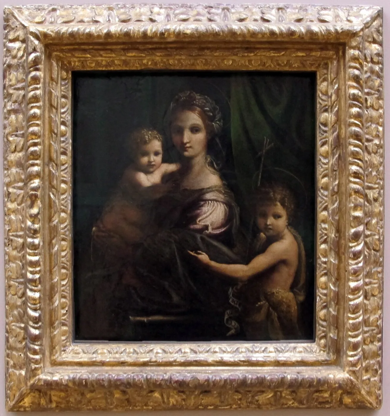 Madonna and Child with the Infant St. John (1516) by Giulio Romano — original painting reproduced as a hand-painted oil on canvas