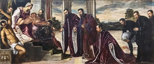 Madonna dei Camerlenghi (1567) by Jacopo Tintoretto — original painting reproduced as a hand-painted oil on canvas
