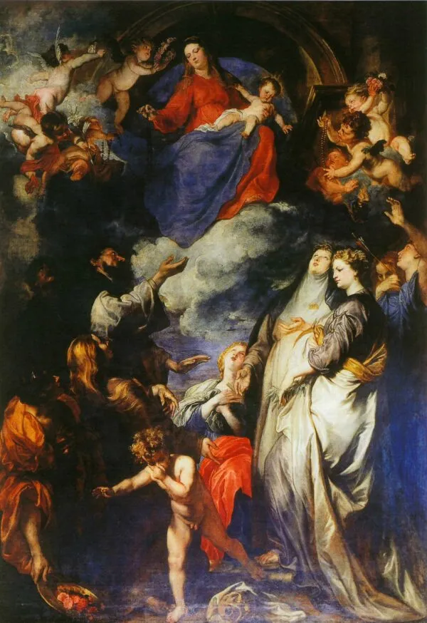 Madonna del Rosario (1627) by Anthony van Dyck — original painting reproduced as a hand-painted oil on canvas