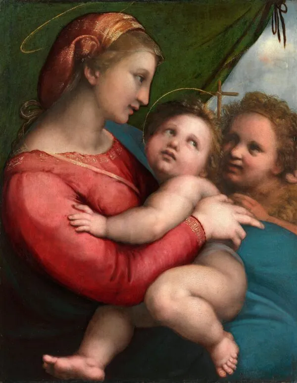 Madonna della tenda (1513) by Raphael — original painting reproduced as a hand-painted oil on canvas