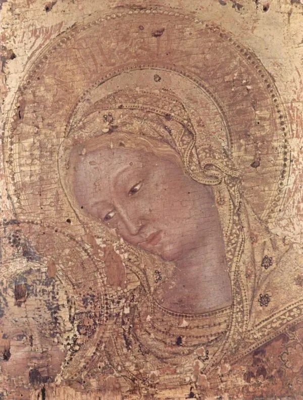 Madonna, Fragment (1423) by Gentile da Fabriano — original painting reproduced as a hand-painted oil on canvas