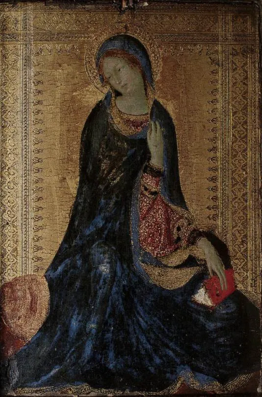 Madonna from the Annunciation Scene (1333) by Simone Martini — original painting reproduced as a hand-painted oil on canvas