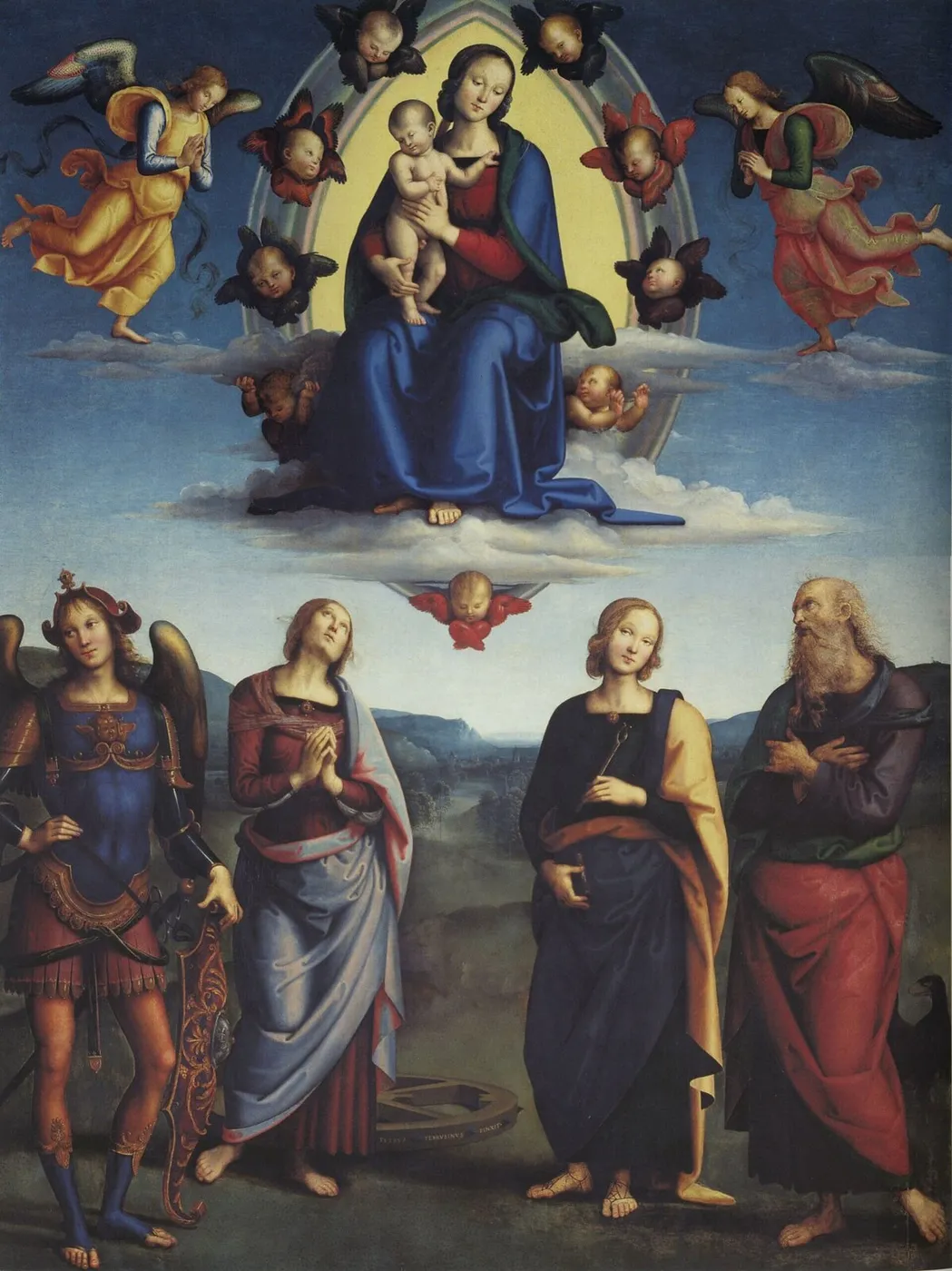 Madonna in Glory with Saints (1500) by Pietro Perugino — original painting reproduced as a hand-painted oil on canvas