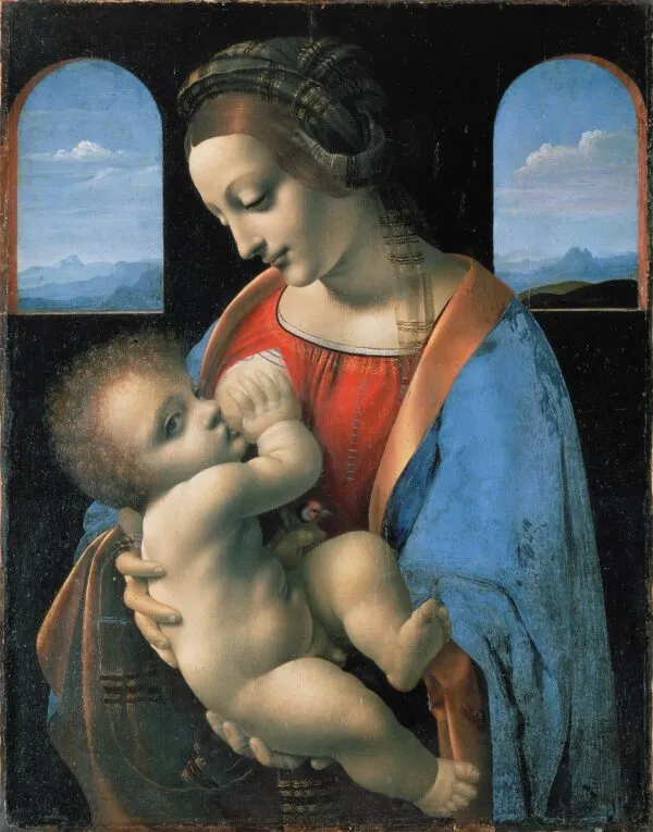 Madonna Litta (1490) by Leonardo da Vinci — original painting reproduced as a hand-painted oil on canvas