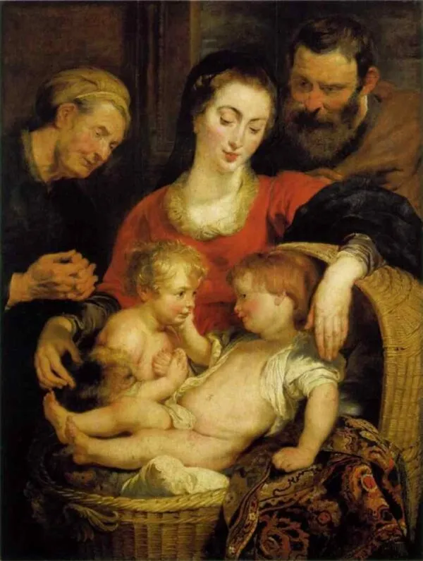 Madonna of the Basket (1615) by Peter Paul Rubens — original painting reproduced as a hand-painted oil on canvas