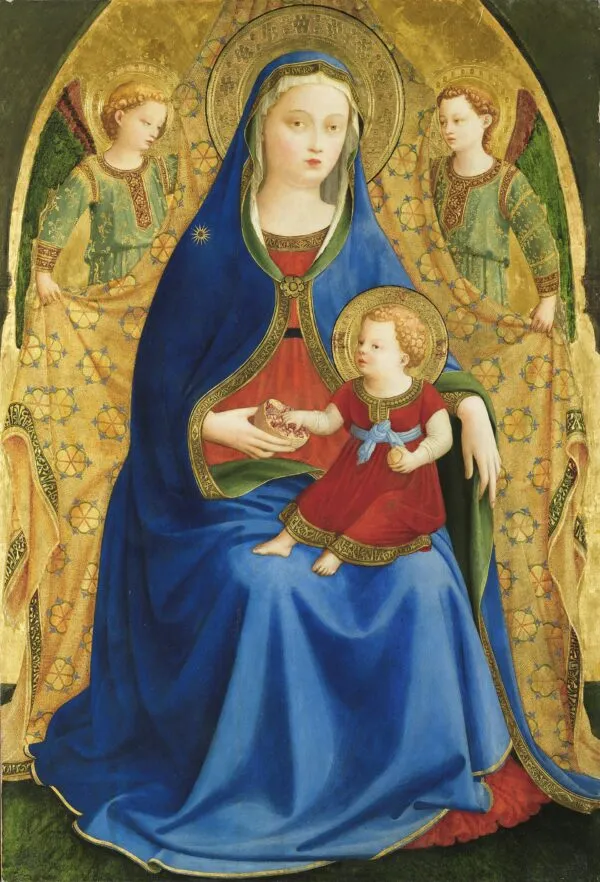 Madonna of the Pomegranate (1426) by Fra Angelico — original painting reproduced as a hand-painted oil on canvas