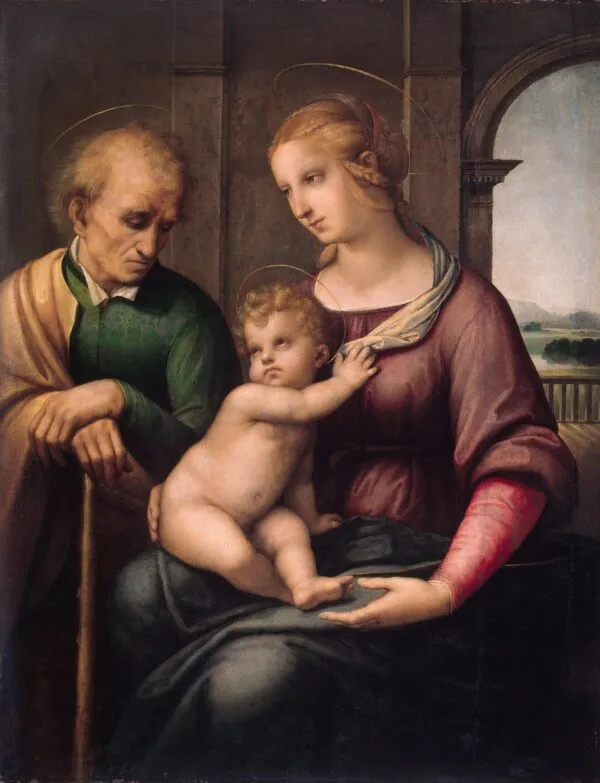 Madonna with Beardless Saint Joseph (1506) by Raphael — original painting reproduced as a hand-painted oil on canvas