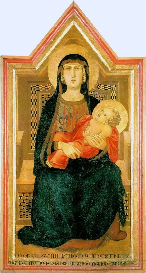 Madonna with child (1319) by Ambrogio Lorenzetti — original painting reproduced as a hand-painted oil on canvas