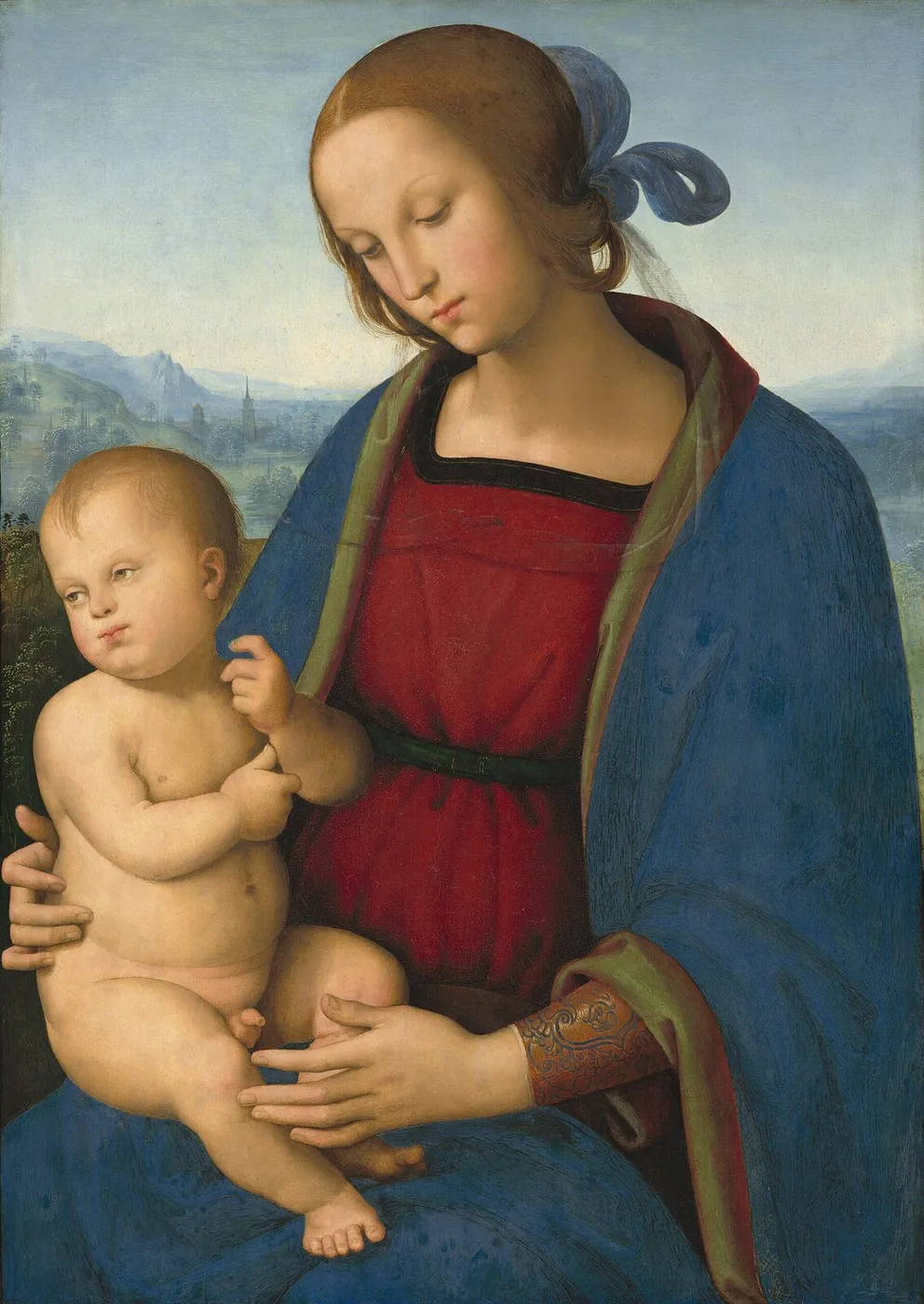 Madonna with child (1501) by Pietro Perugino — original painting reproduced as a hand-painted oil on canvas