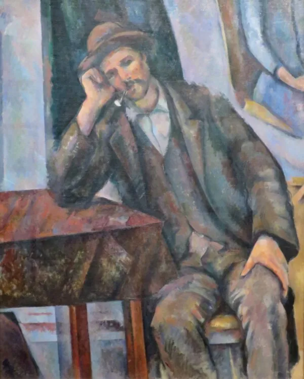 Man Smoking a Pipe (1897) by Paul Cézanne — original painting reproduced as a hand-painted oil on canvas