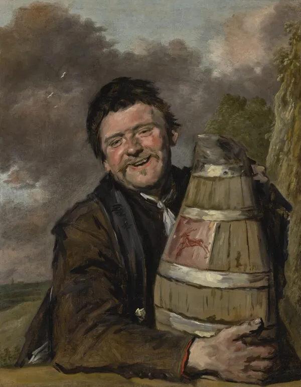 Man with a beer jug (1630) by Frans Hals — original painting reproduced as a hand-painted oil on canvas