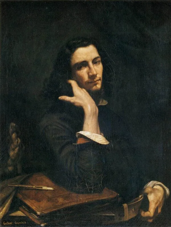 Man with Leather Belt. Self portrait (1845) by Gustave Courbet — original painting reproduced as a hand-painted oil on canvas