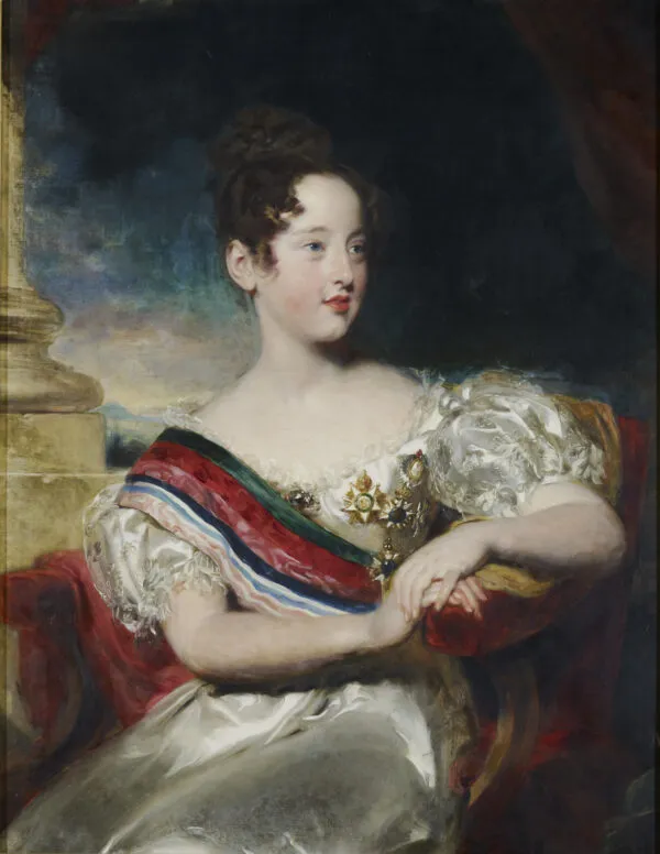 Maria II, Queen of Portugal (1819-1853) (1829) by Thomas Lawrence — original painting reproduced as a hand-painted oil on canvas