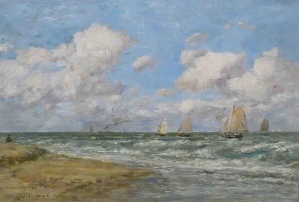 Marine (1894) by Eugène Louis Boudin — original painting reproduced as a hand-painted oil on canvas