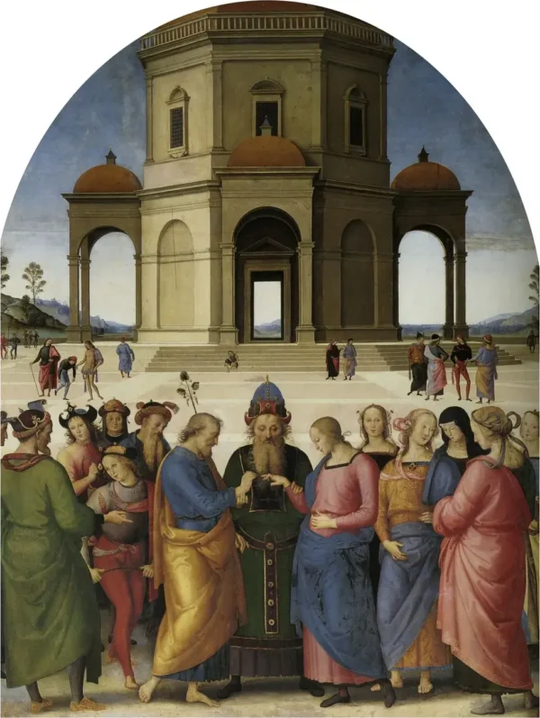 Marriage of the Virgin (1501) by Pietro Perugino — original painting reproduced as a hand-painted oil on canvas