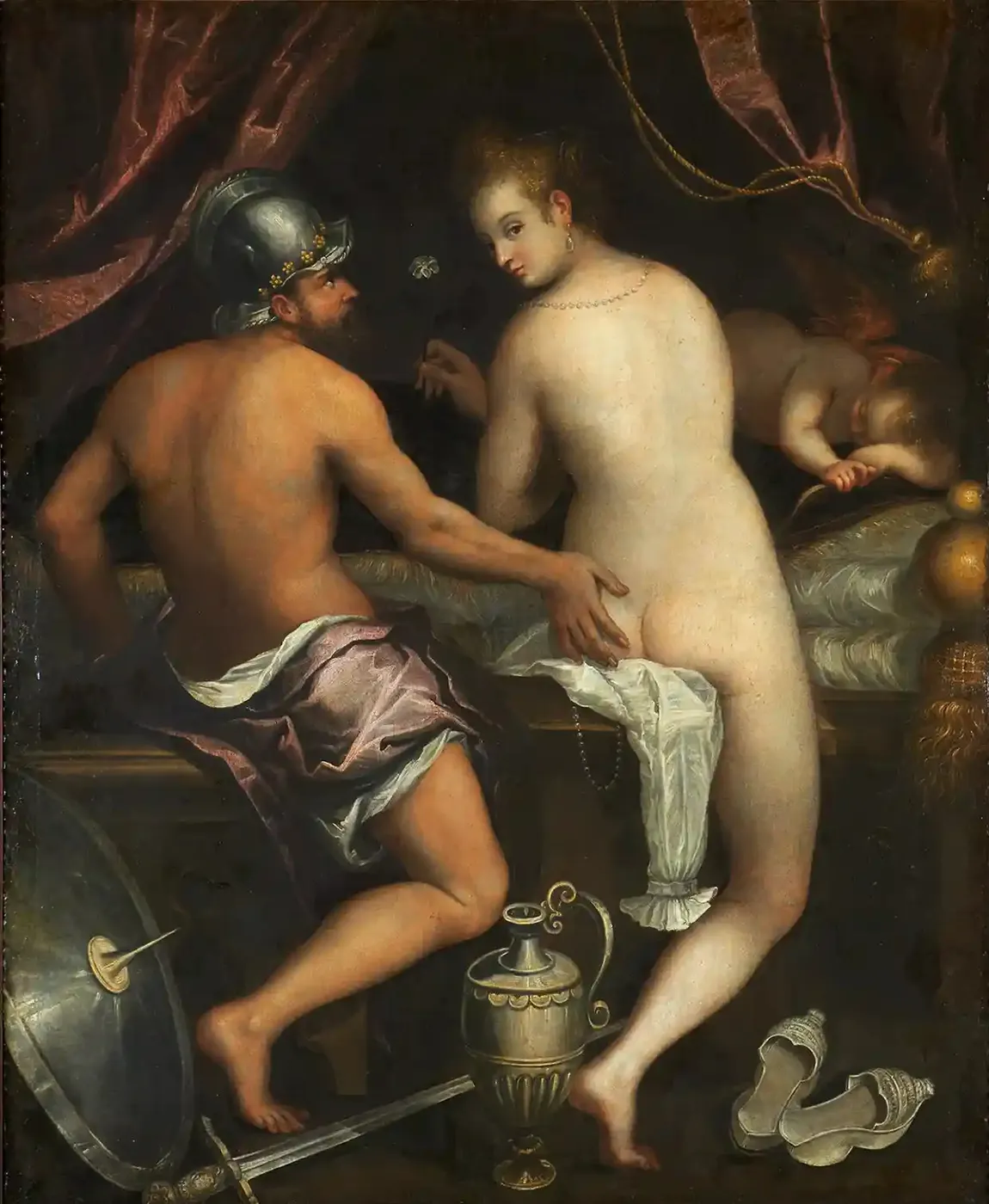 Mars and Venus (1595) by Lavinia Fontana — original painting reproduced as a hand-painted oil on canvas