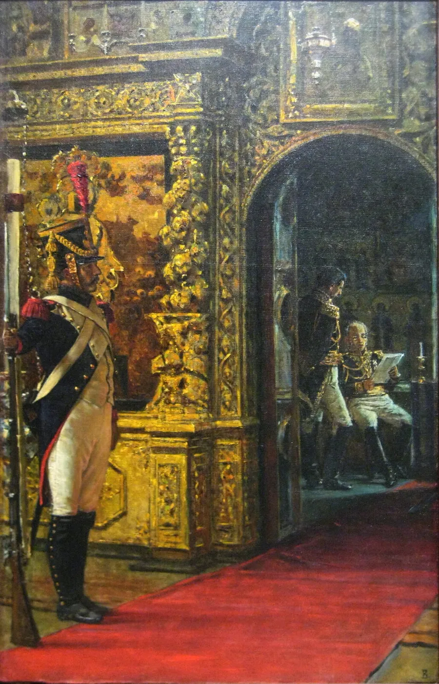 Marshal Davout in Chudov Monastery by Vasily Vereshchagin — original painting reproduced as a hand-painted oil on canvas