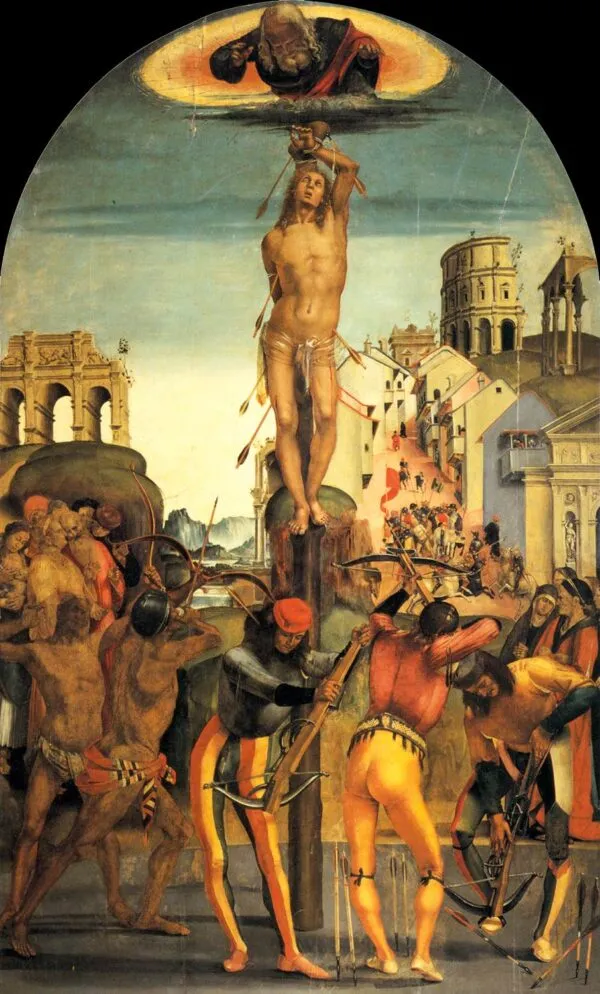 Martyrdom of Saint Sebastian (1498) by Luca Signorelli — original painting reproduced as a hand-painted oil on canvas