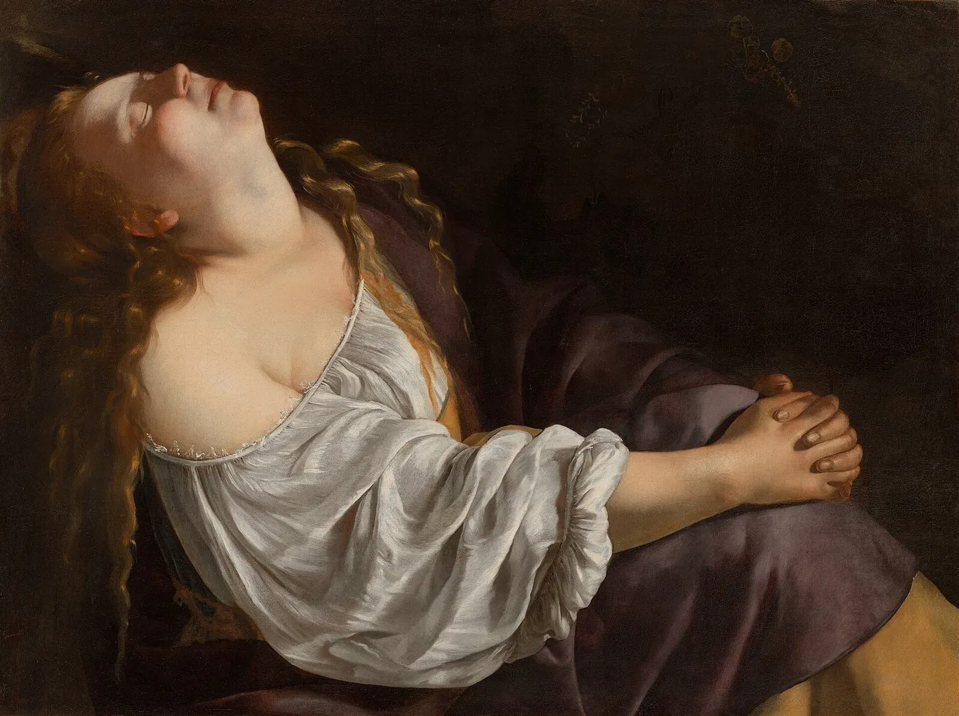Mary Magdalene in Ecstasy (1625) by Artemisia Gentileschi — original painting reproduced as a hand-painted oil on canvas