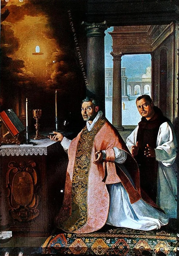 Mass of Father Cabañuelas (1638) by Francisco de Zurbarán — original painting reproduced as a hand-painted oil on canvas