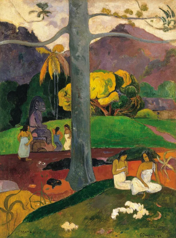 Mata Mua (1892) by Paul Gauguin — original painting reproduced as a hand-painted oil on canvas