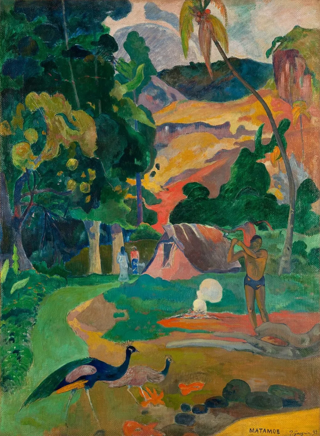 Matamoe (Death), Landscape with Peacocks (1892) by Paul Gauguin — original painting reproduced as a hand-painted oil on canvas