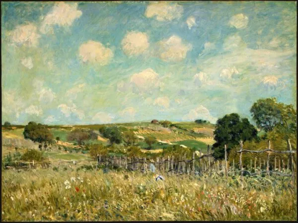 Meadow (1875) by Alfred Sisley — original painting reproduced as a hand-painted oil on canvas