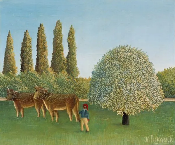 Meadowland (The Pasture) (1910) by Henri Rousseau — original painting reproduced as a hand-painted oil on canvas