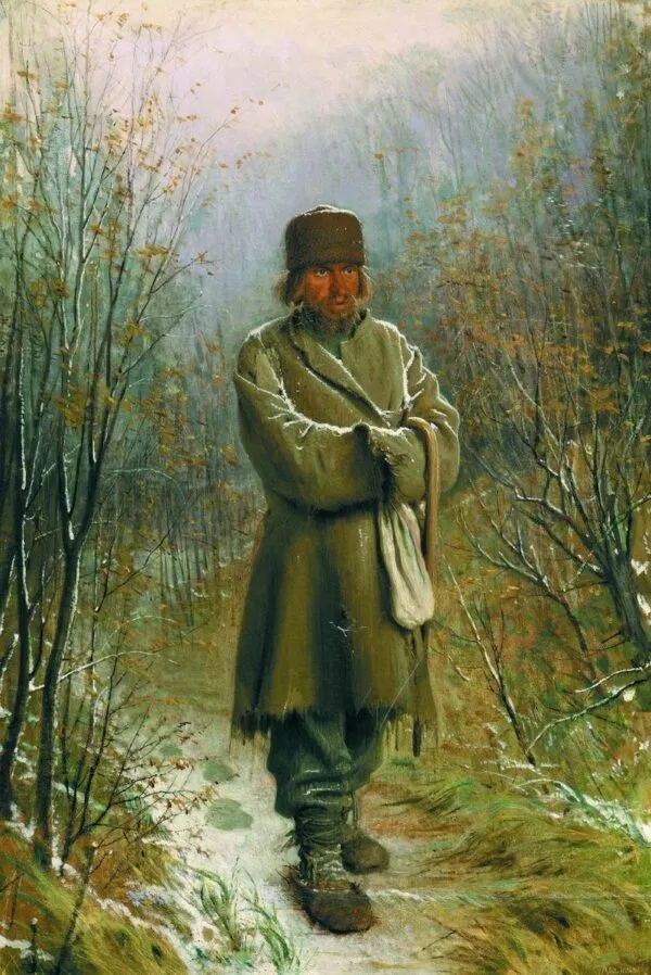 Meditator (1876) by Ivan Kramskoi — original painting reproduced as a hand-painted oil on canvas