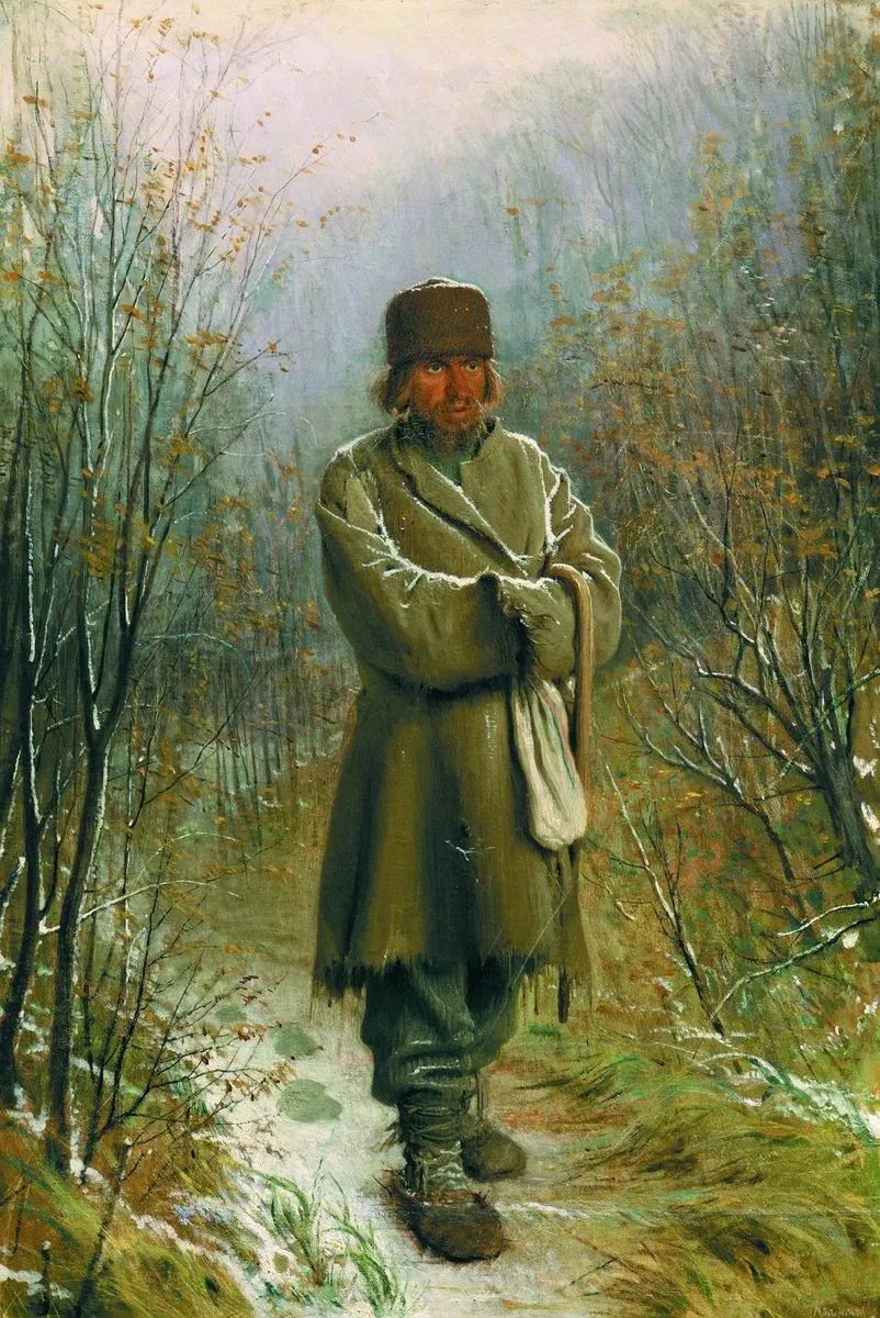 Meditator (1876) by Ivan Kramskoi — original painting reproduced as a hand-painted oil on canvas