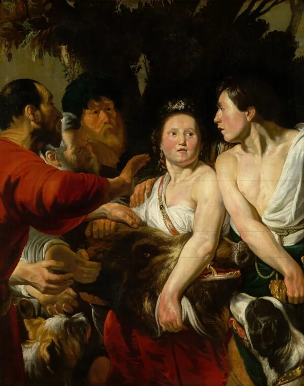 Meleager and Atalanta (1617) by Jacob Jordaens — original painting reproduced as a hand-painted oil on canvas