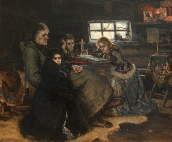 Menshikov in Berezovo (1883) by Vasily Surikov — original painting reproduced as a hand-painted oil on canvas