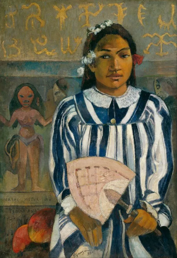 Merahi metua no Tehamana (1893) by Paul Gauguin — original painting reproduced as a hand-painted oil on canvas