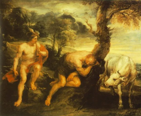 Mercury and Argus (1636) by Peter Paul Rubens — original painting reproduced as a hand-painted oil on canvas