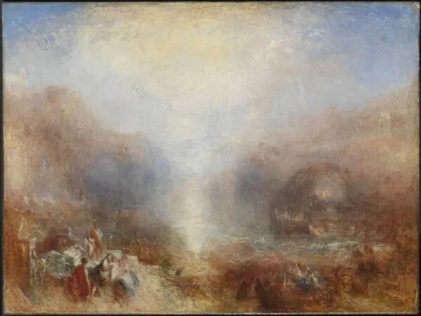 Mercury Sent to Admonish Aeneas (1850) by J. M. W. Turner — original painting reproduced as a hand-painted oil on canvas