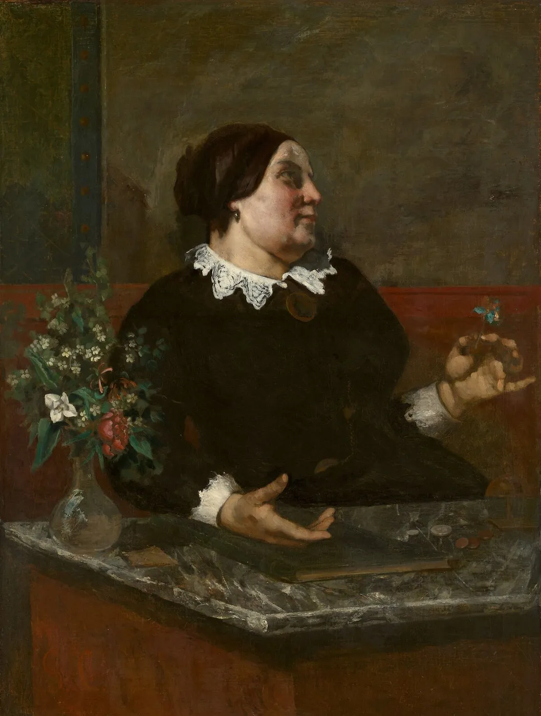 Mère Grégoire (1855) by Gustave Courbet — original painting reproduced as a hand-painted oil on canvas