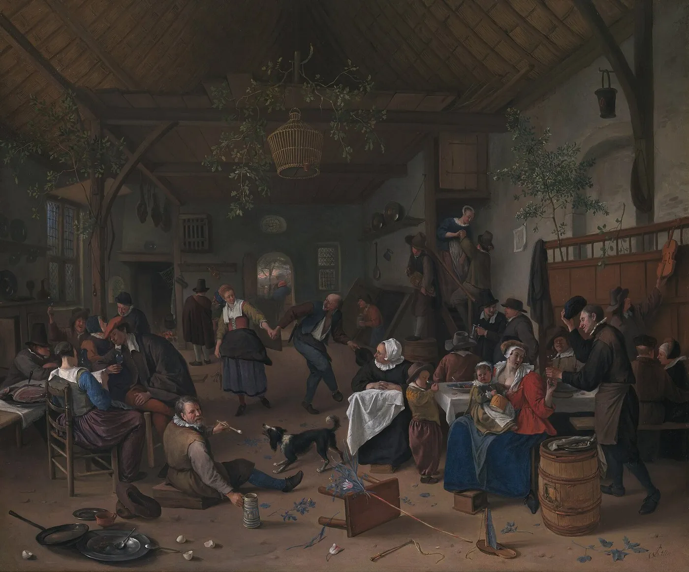 Merrymaking in a Tavern with a Couple dancing — Jan Steen