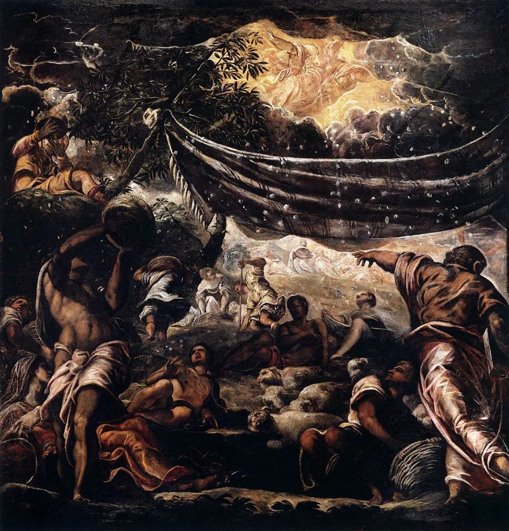 Miracle of the manna (1577) by Jacopo Tintoretto — original painting reproduced as a hand-painted oil on canvas
