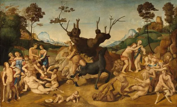 Misfortunes of Silenus by Piero di Cosimo (1500) by Piero di Cosimo — original painting reproduced as a hand-painted oil on canvas