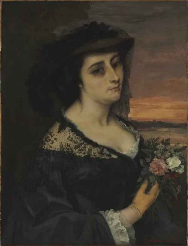Mme L... (Laure Borreau) (1863) by Gustave Courbet — original painting reproduced as a hand-painted oil on canvas