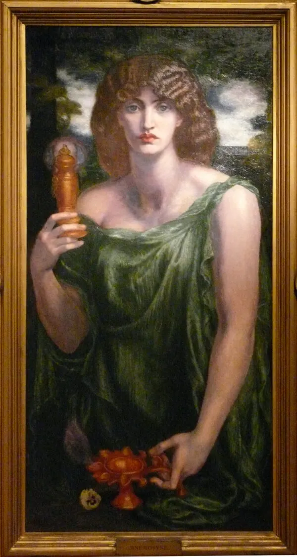 Mnemosyne (1875) by Dante Gabriel Rossetti — original painting reproduced as a hand-painted oil on canvas