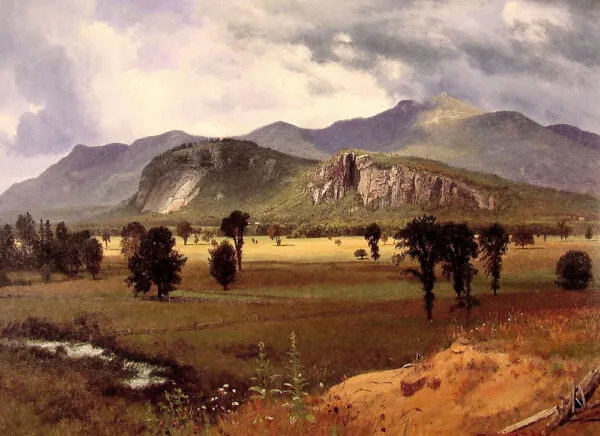 Moat Mountain, Intervale, New Hampshire (1862) by Albert Bierstadt — original painting reproduced as a hand-painted oil on canvas