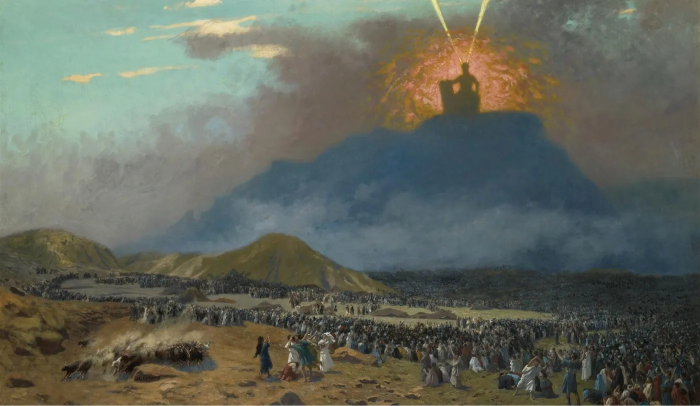Moïse sur le mont Sinaï (1895) by Jean-Léon Gérôme — original painting reproduced as a hand-painted oil on canvas